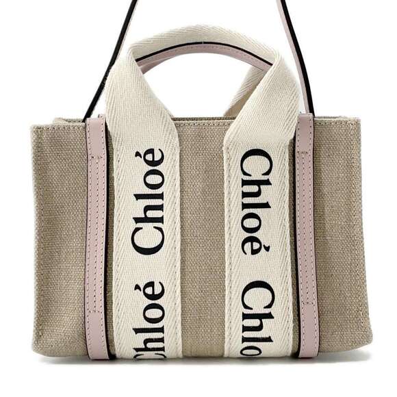 Chloe Handbags - Chloe Woody Canvas Leather Tote Bag Handbag Shoulder
